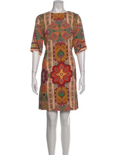 Pre-owned Etro Paisley Print Mini Dress In Orange