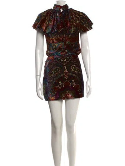 Pre-owned Etro Paisley Print Mini Dress In Orange