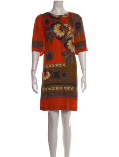 Pre-owned Etro Paisley Print Mini Dress In Orange