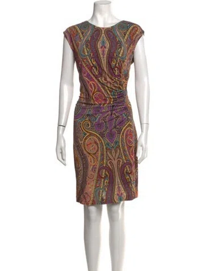 Pre-owned Etro Paisley Print Mini Dress In Orange
