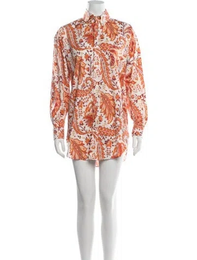 Pre-owned Etro Paisley Print Mini Dress In Orange