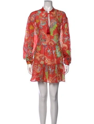 Pre-owned Etro Paisley Print Mini Dress In Orange
