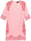Etro | Pink Paisley Print Silk Blend Tunic Dress| Women | 48 In Pink