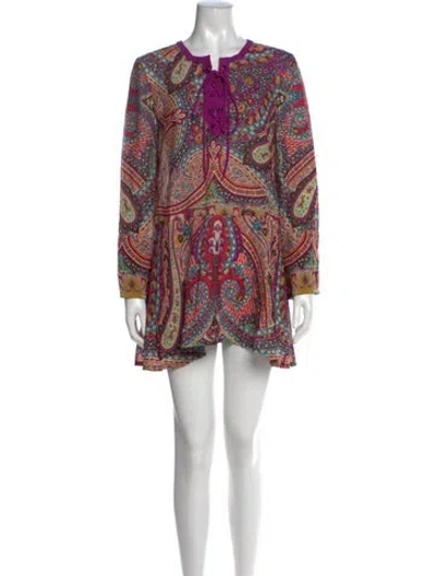 Pre-owned Etro Paisley Print Mini Dress In Purple