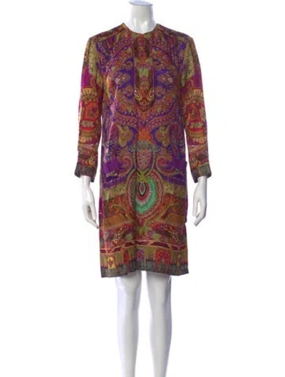 Pre-owned Etro Paisley Print Mini Dress In Purple