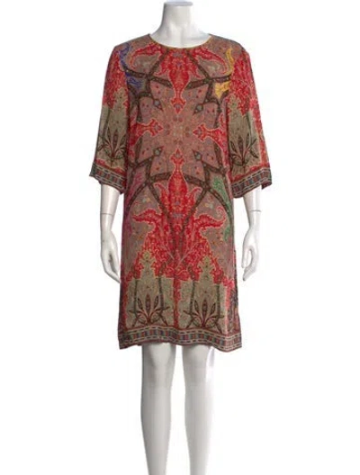 Pre-owned Etro Paisley Print Mini Dress In Red