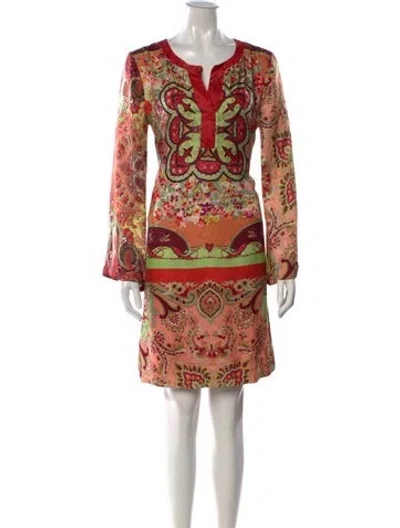Pre-owned Etro Paisley Print Mini Dress In Red