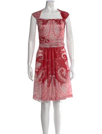 Pre-owned Etro Paisley Print Mini Dress W/ Tags In Red