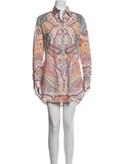 Pre-owned Etro Paisley Print Mini Dress In Yellow