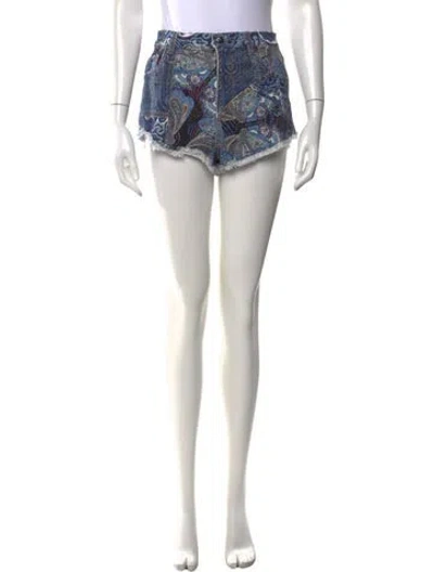 Pre-owned Etro Paisley Print Mini Shorts In Blue