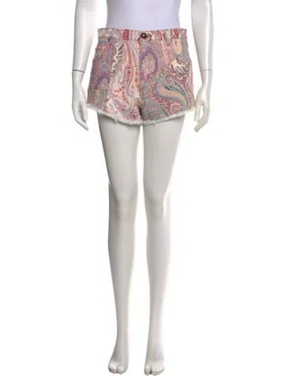 Pre-owned Etro Paisley Print Mini Shorts In Blue