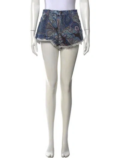 Pre-owned Etro Paisley Print Mini Shorts In Blue
