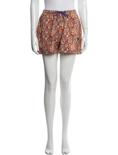 Pre-owned Etro Paisley Print Mini Shorts In Blue/red