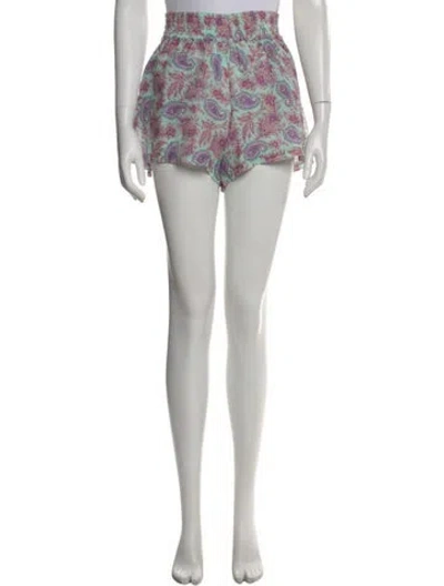 Pre-owned Etro Paisley Print Mini Shorts In Green