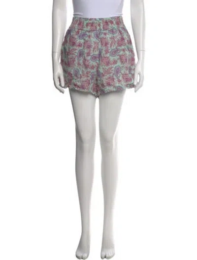 Pre-owned Etro Paisley Print Mini Shorts In Green