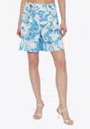 Etro Paisley-print Shorts In Light Blue
