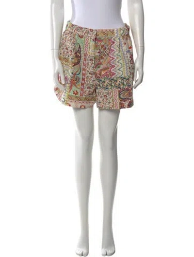 Pre-owned Etro Paisley Print Mini Shorts In Orange