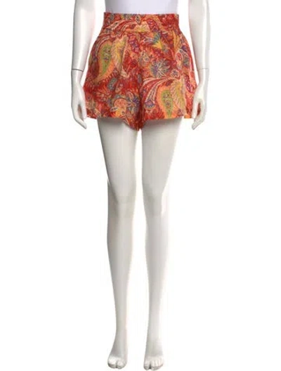 Pre-owned Etro Paisley Print Mini Shorts In Orange