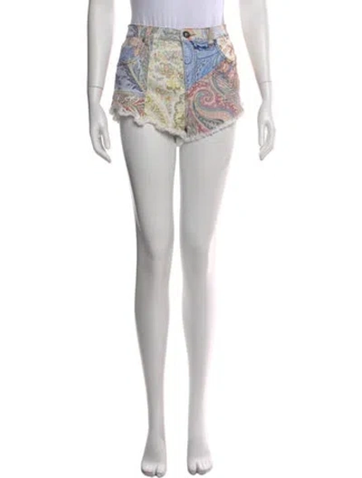 Pre-owned Etro Paisley Print Mini Shorts In Pink