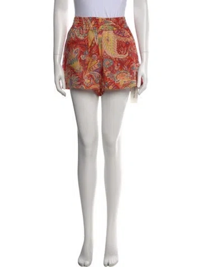 Pre-owned Etro Paisley Print Mini Shorts W/ Tags In Red