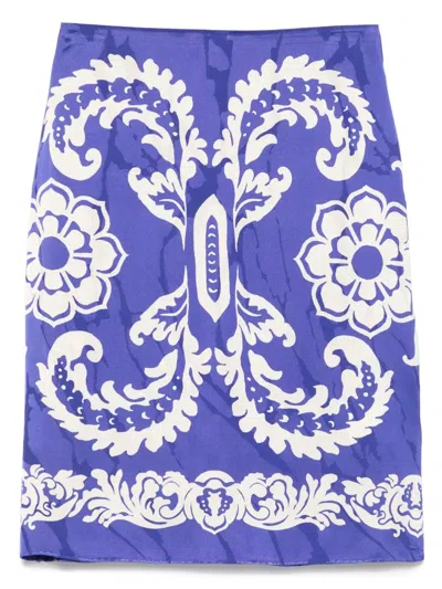 Etro Paisley-print Mini Skirt In Blue