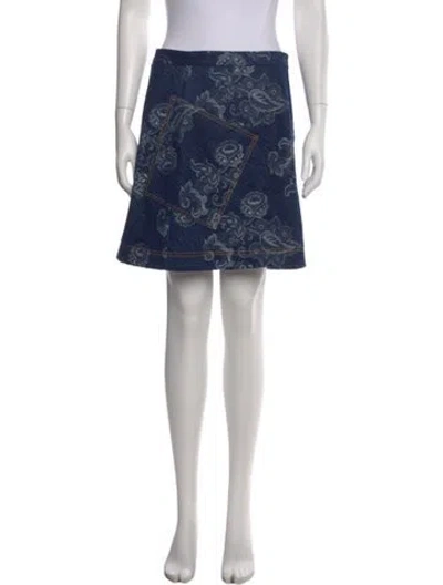 Pre-owned Etro Paisley Print Mini Skirt In Blue