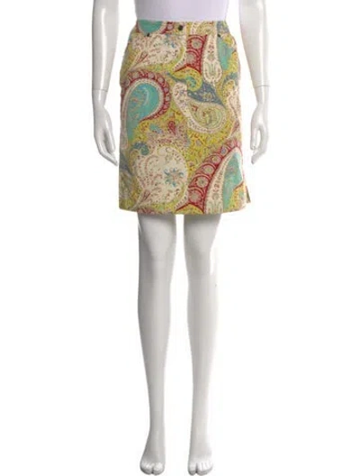 Pre-owned Etro Paisley Print Mini Skirt In Green