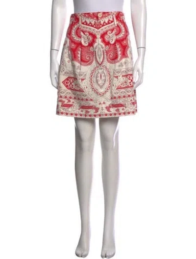 Pre-owned Etro Paisley Print Mini Skirt In White