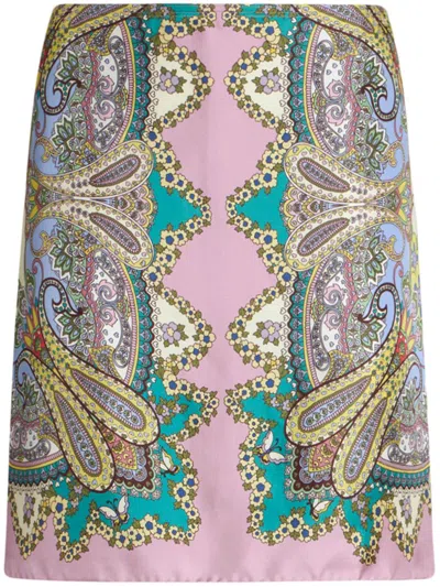 Etro Paisley-print Miniskirt In Pink