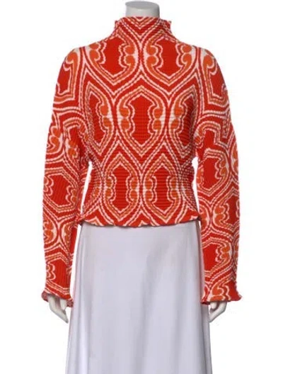 Pre-owned Etro Paisley Print Mock Neck Blouse In White