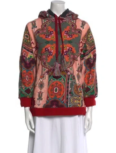 Pre-owned Etro Paisley Print Mock Neck Sweatshirt In Pink