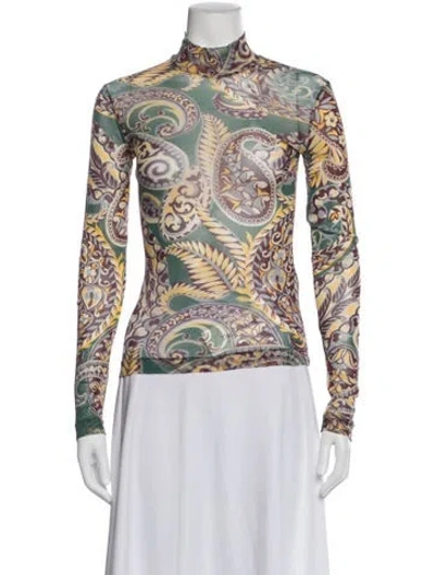 Pre-owned Etro Paisley Print Mock Neck Top In Multi