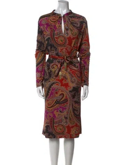 Pre-owned Etro Paisley Print Mock Neck Tunic W/ Tags In Red