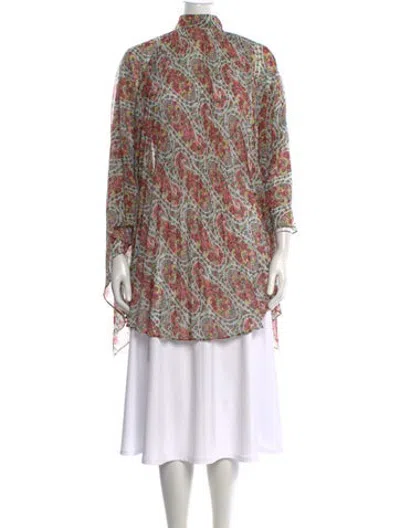 Pre-owned Etro Paisley Print Mock Neck Tunic W/ Tags In Red