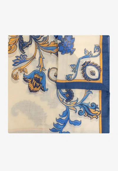 Etro Paisley Print Modal-blend Scarf In Blue