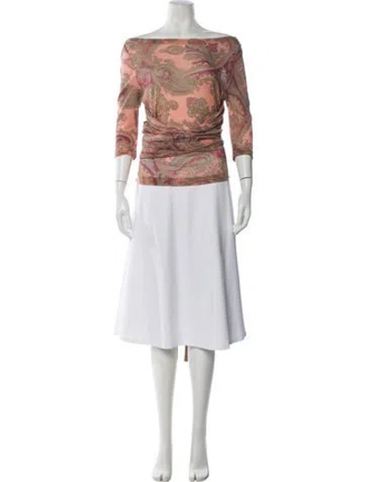 Pre-owned Etro Paisley Print Off-the-shoulder Blouse In Pink