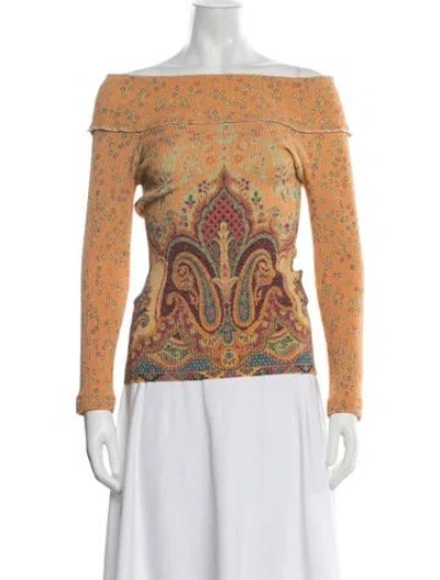 Pre-owned Etro Paisley Print Off-the-shoulder Sweater In Multicolor