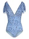 Etro V-neck Floral Swimsuit In Blue