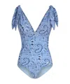 Etro V-neck Floral Swimsuit In Blue