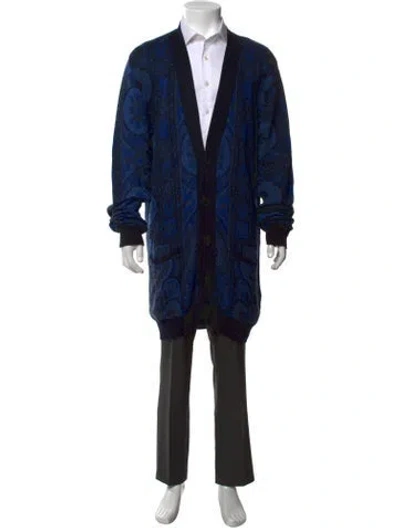 Pre-owned Etro Paisley Print Open Front Cardigan In Blue