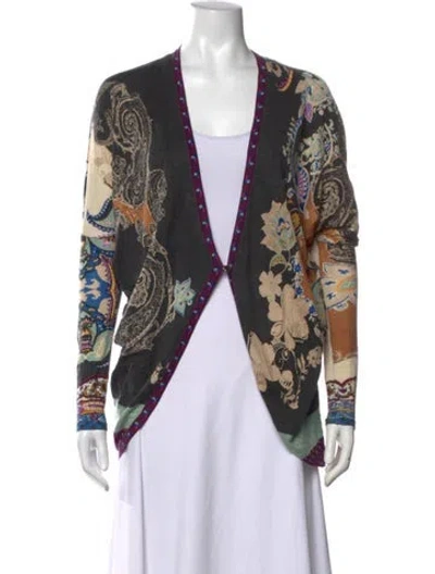 Pre-owned Etro Paisley Print Open Front Sweater In Neutrals