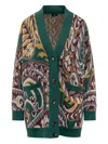 Etro Oversized Cardigan With Paisley Pattern In Green