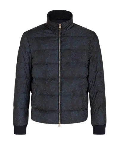 Etro Paisley-print Padded Down Jacket In Black
