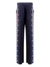 Etro Floral Print Silk Trousers In Blue