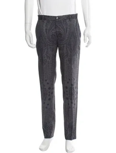 Pre-owned Etro Paisley Print Pants In Blue