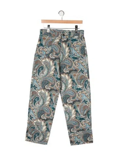 Pre-owned Etro Paisley Print Pants In Blue