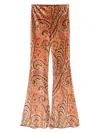Etro Paisley-print Flared Viscose Trousers In Brown
