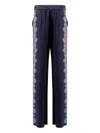 Etro Floral Print Silk Trousers In Purple