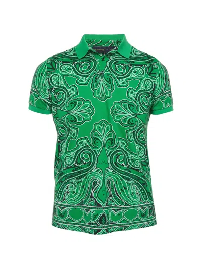 Pre-owned Etro Paisley Print Pique Polo Shirt In Green