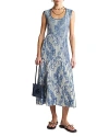 Etro Paisley Printed Knitwear Midi Dress In Light Blue-green
